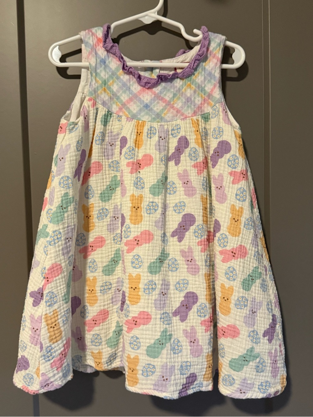 cheeky plum Pastel Bunny Print Cotton Dress - Pink Purple Mint Yellow Blue